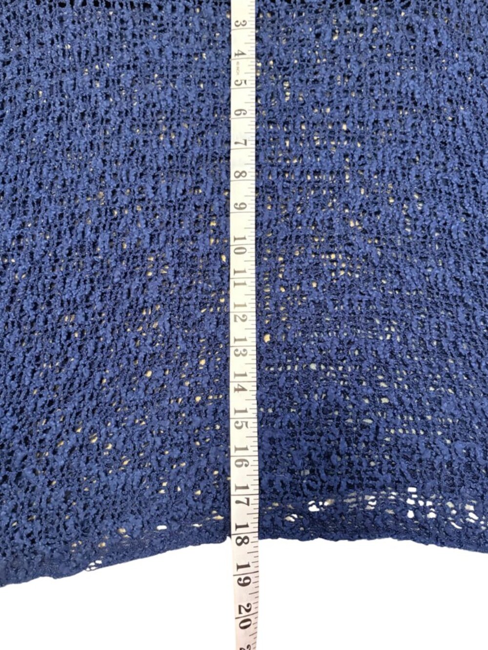 Blue Open-Knit Batwing Handkerchief Sweater Cotton Rayon - Picture 9 of 9